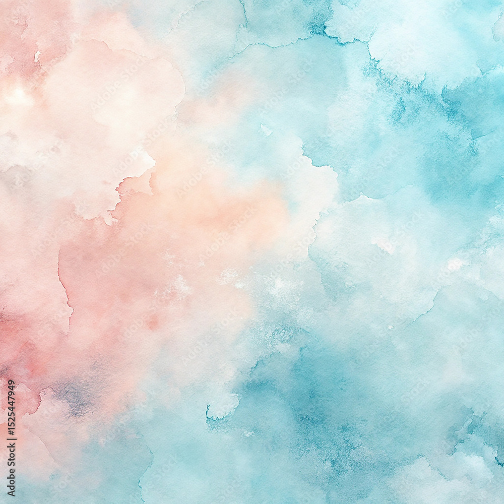 Obraz premium Abstract Watercolor Background Peach, Teal, and White Wash Texture