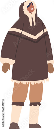 Handsome Eskimo man smiling vector illustration