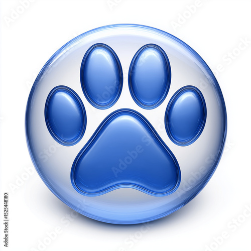 Elegant Blue Paw Print Icon , isolated on white background png