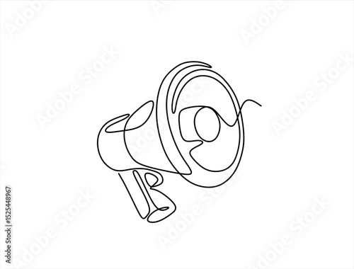Continuous line drawing representing a megaphone for announcing or protesting. Hand drawn one line vector. Editable stroke	