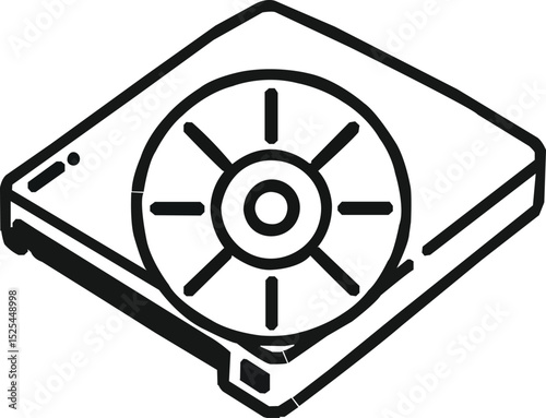 Vector Optical Drive Icon: Data Storage & Media Access.