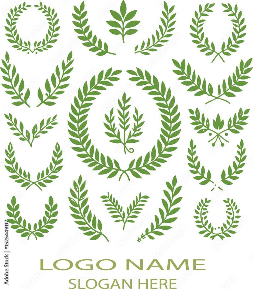 Obraz premium A versatile collection of laurel wreaths, borders, and leaf designs logo icon vector .