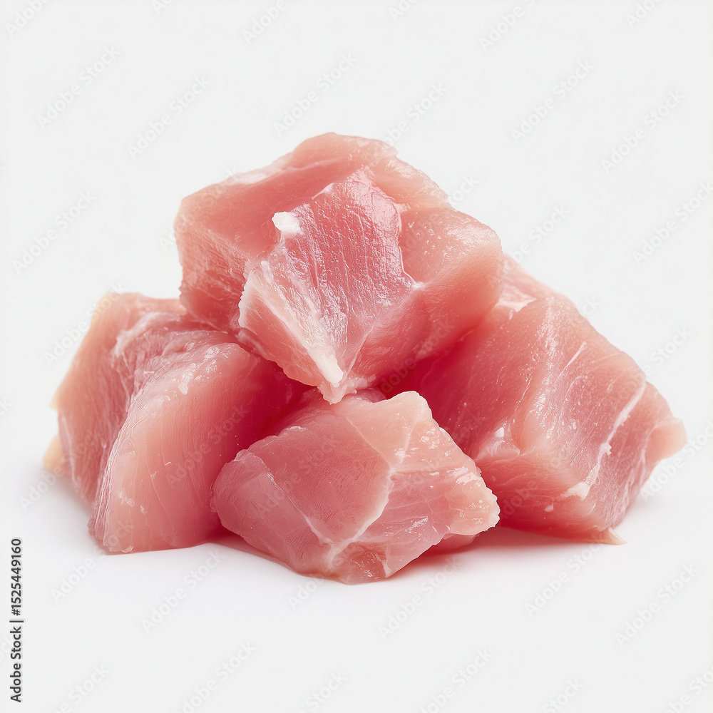 Raw Chicken Meat Cubes for Cooking , isolated on white background png Raw Chicken Meat Cubes for Cooking , isolated on white background png