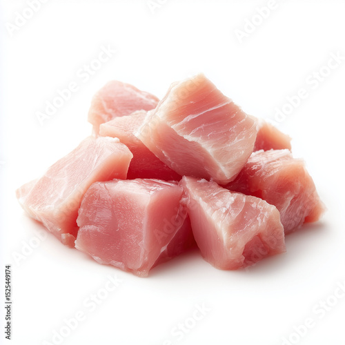 Freshly Cut Chicken Cubes for Culinary Delights , isolated on white background png