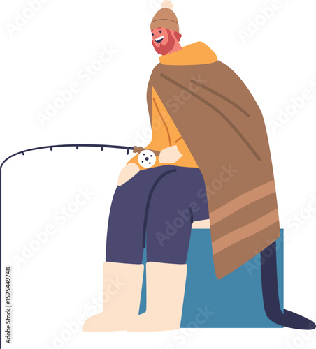 Guy catching fish with rod