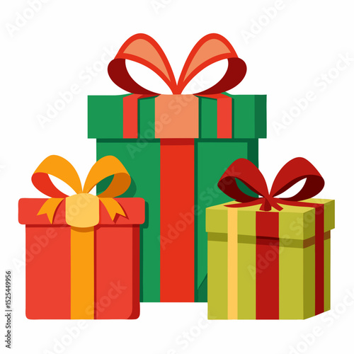 Festive Gift Boxes Vector on White Background