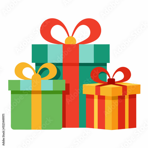 Festive Gift Boxes Vector on White Background