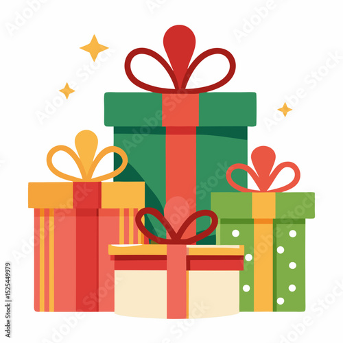 Festive Gift Boxes Vector on White Background