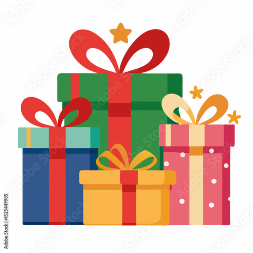 Festive Gift Boxes Vector on White Background