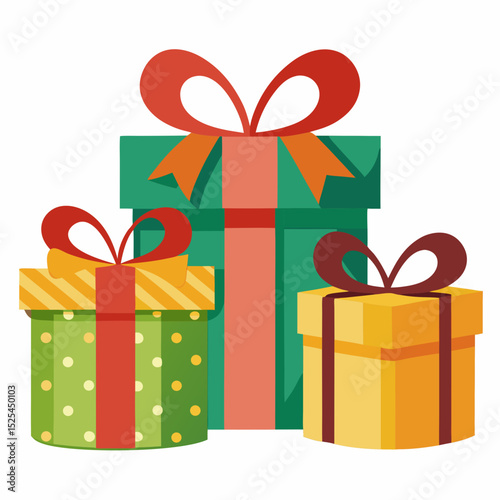 Festive Gift Boxes Vector on White Background