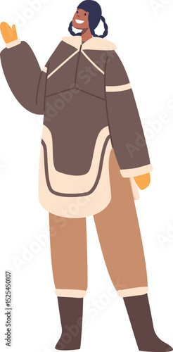 Young pretty Eskimo woman vector illustration