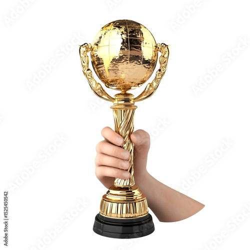 Hand Holding Golden Globe Award Trophy photo