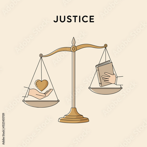 Simple Justice Scales with Heart and Book