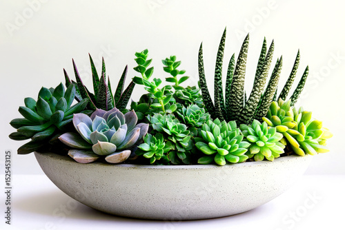 Assorted succulents in a modern concrete planter