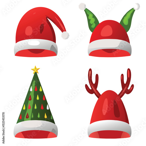 Festive Christmas Hats Collection Santa Elf Tree and Reindeer Designs