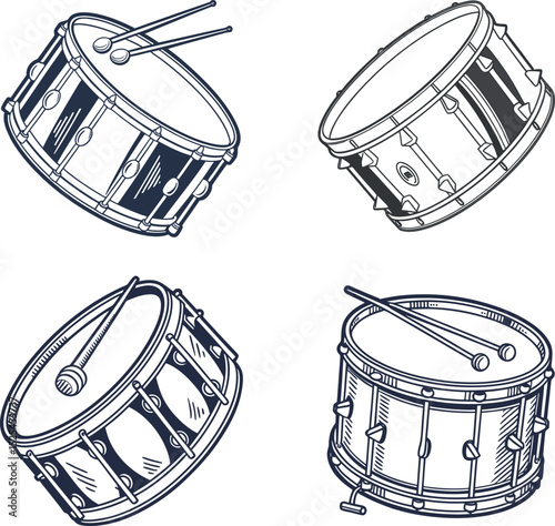 Hand-Drawn Snare Drum Art