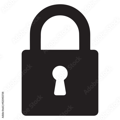 Modern Lock Icon Silhouette for Data Privacy Graphics