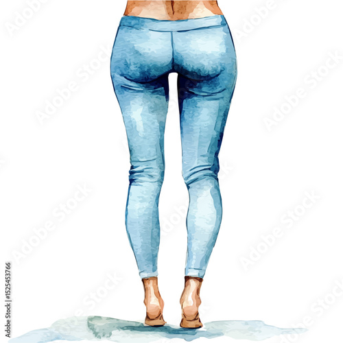 Yoga Pants, watercolor drawing vector, high quality, isolated on a white background.