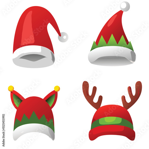Festive Christmas Hats Collection with Santa Elf and Reindeer Designs