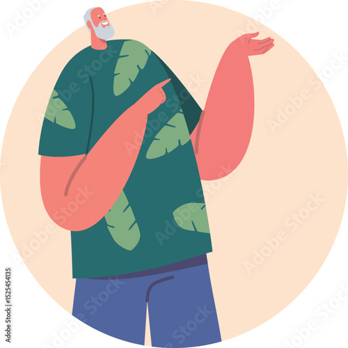 Senior man indicating gesture aside