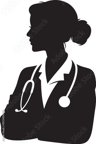 Silhouette of a Female Doctor Healthcare Professional, Medical, Woman, Physician, Health