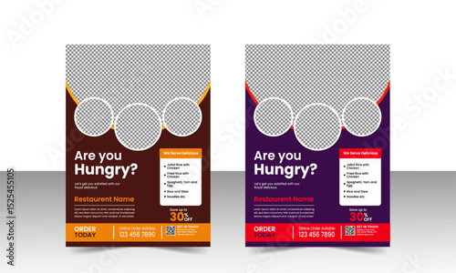 Delicious food & restaurant Flyer Template design A4 size modern food flyer vector layout and restaurant cafe menu card design brochure template.
