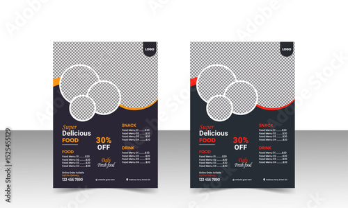 Delicious food & restaurant Flyer Template design A4 size modern food flyer vector layout and restaurant cafe menu card design brochure template.
