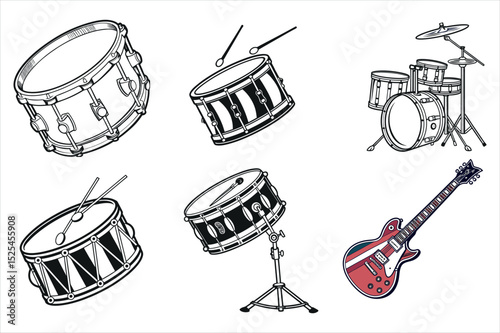 Hand-Drawn Snare Drum Art