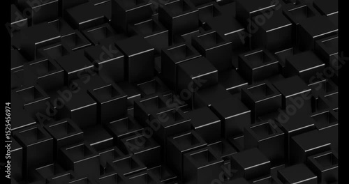 Abstract 4K Black Cubes Background - Dark Geometric Pattern