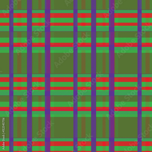 Colorful Tartan Plaid Pattern Red Green Blue Seamless Textile Background.