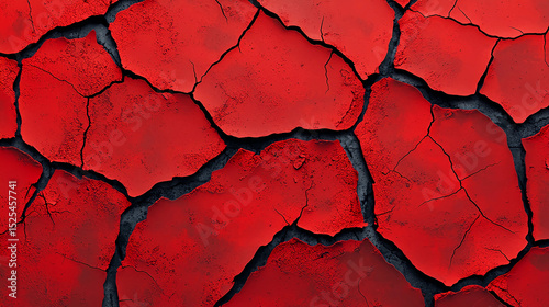 Cracked, dry red earth with deep fissures, illustrating drought or extreme environmental conditions.
