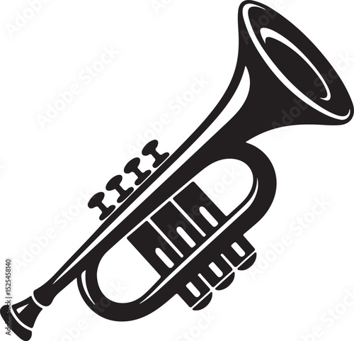 Trumpet Musical Instrument Black and White Illustration