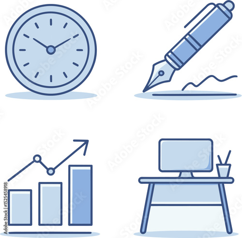Insight team icons. Corporate staff, team activity, growth chart, market segmentation and audience vector symbols