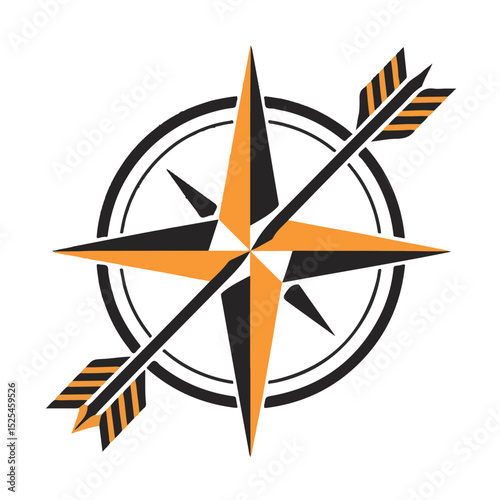 Nautical compass rose vector illustration for travel and adventure map navigation with north, south, east, and west wind directions