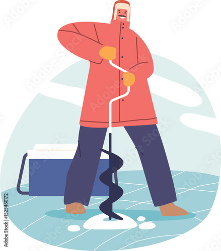 Fisherman drilling hole with tool
