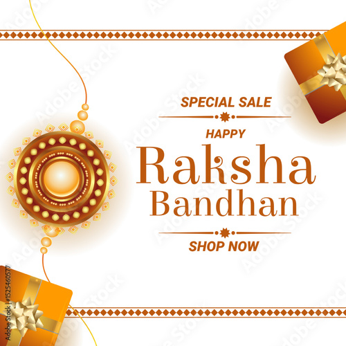 Raksha Bandhan Creative Illustration. Rakhi Sale Banner. Vector Illustration. Shop Now. Special Sale.
