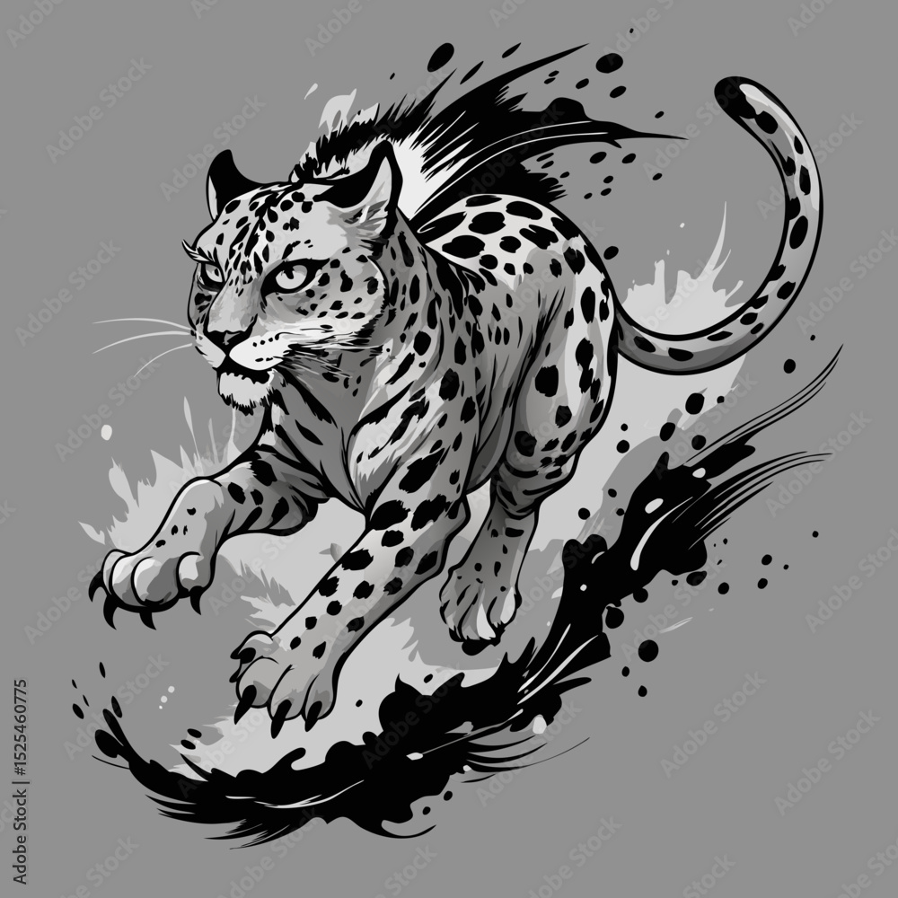 Obraz premium leopard on a black background