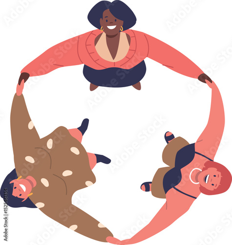 Women hugging view from above