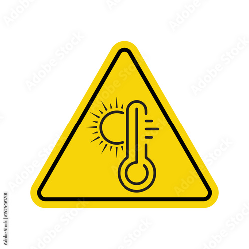 warning sign for high temperature, caution symbol for heat, temperature hazard icon, vector illustration