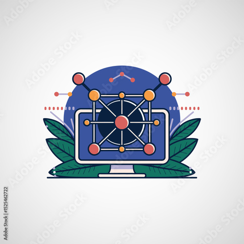 Quantum computing icon, Quantum technology vector Illustration