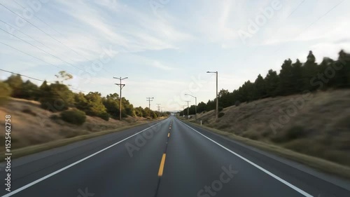 Surreal Road POV with Floating Camera and Flickering Edges in Unnatural Motion