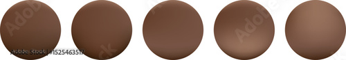 Set of brown metal ball with soft gradient lighting, creating a realistic effect of volume and depth grainy