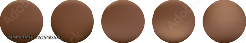 Set of brown metal ball with soft gradient lighting, creating a realistic effect of volume and depth grainy
