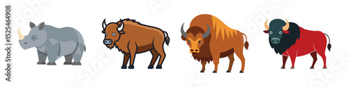 Buffalo Flat Illustration Simple Safari Animal Vector in Flat Style