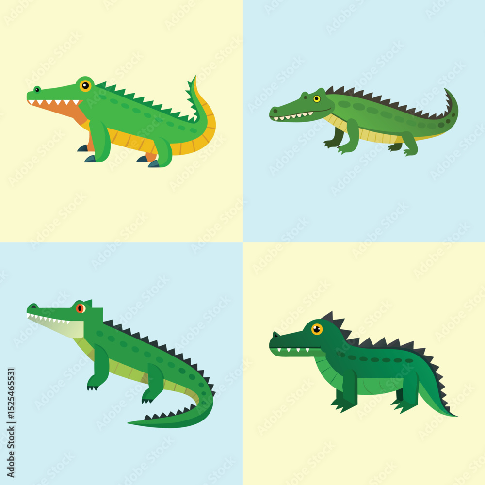 Fototapeta premium Crocodile Flat Illustration Simple Reptile Wildlife Vector in Flat Style