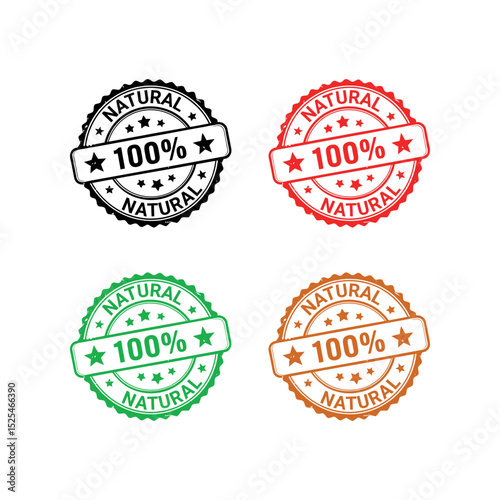 100% Natural Product Guarantee Seals Diverse Color Options for Your Brand