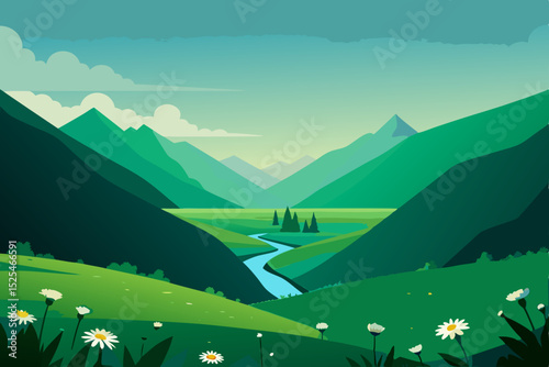summer landscape with mountains