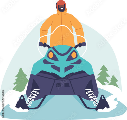 Snowmobile rider enjoying active winter