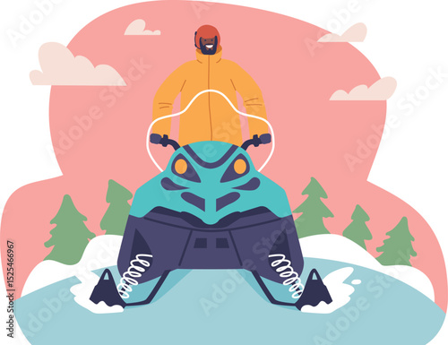 Snowmobile motorsport rider vector illustration