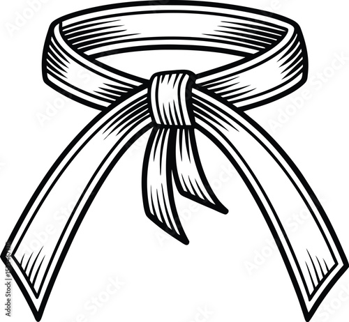 Karate belt icon, martial arts silhouette, taekwondo black belt vector
